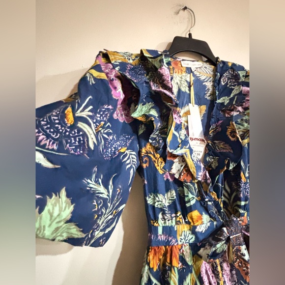 House of Harlow 1960 Blue and Orange Ruffled Floral Dress. - Picture 4 of 12